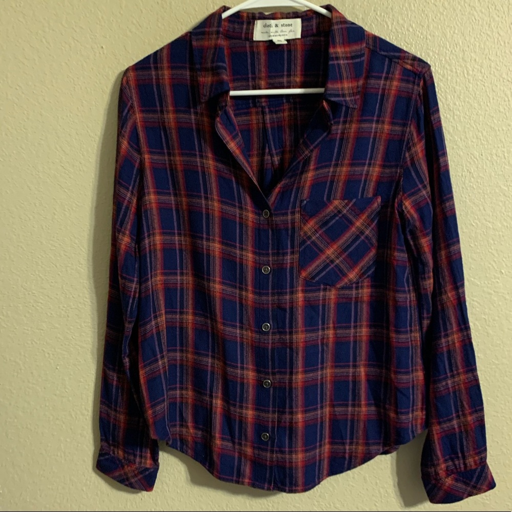 Anthropologie cloth & stone plaid top small